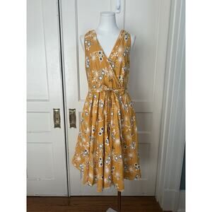 ModCloth Sunglass Print Fit and Flare Retro Dress Womens Size 8 Yellow Bright